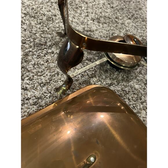 Vtg Chafing Dish Copper Full Pan Tray Rectangle Party Catering 9 X 13 Stainless - Picture 6 of 16